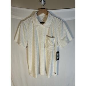 Andrew Marc New York Mens L NWT Ivory Texture Short Sleeve Shirt Resort Wear